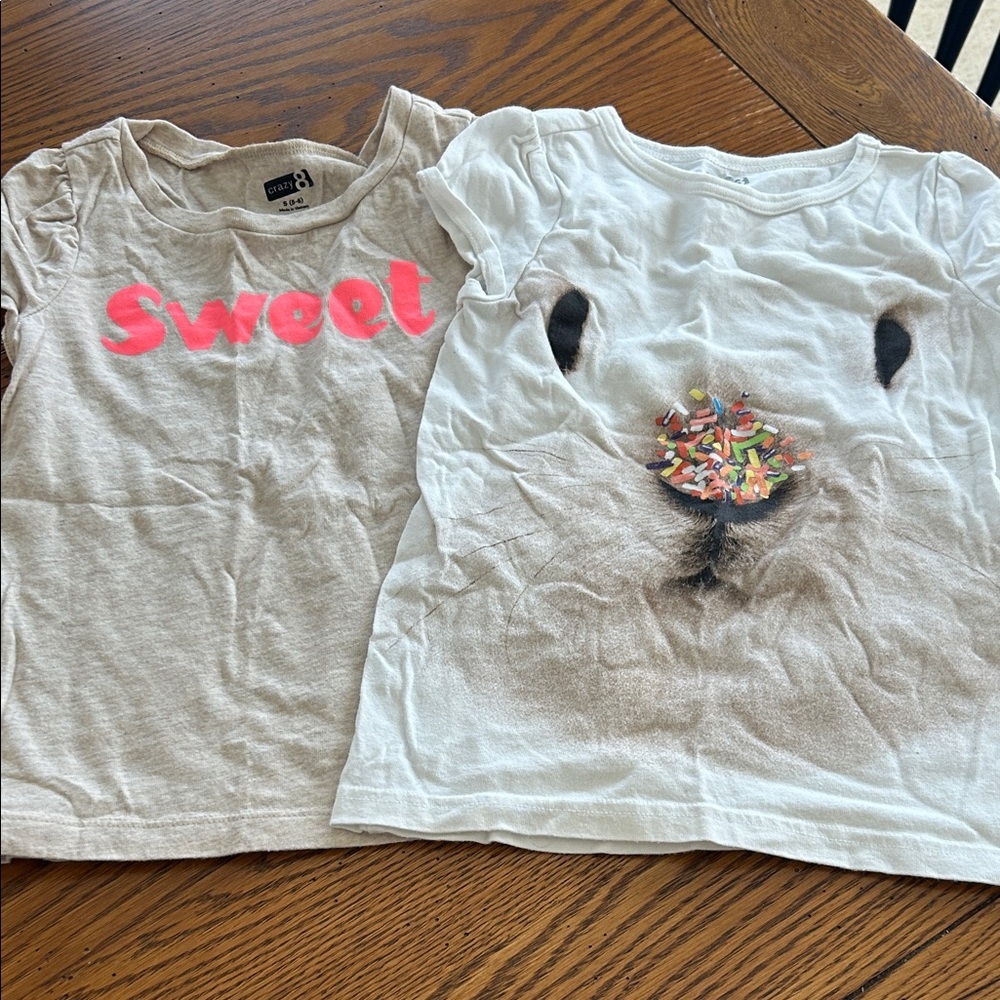 Crazy 8 Kids Sweet & Easter Bunny Sprinkle Tees - Pink and White